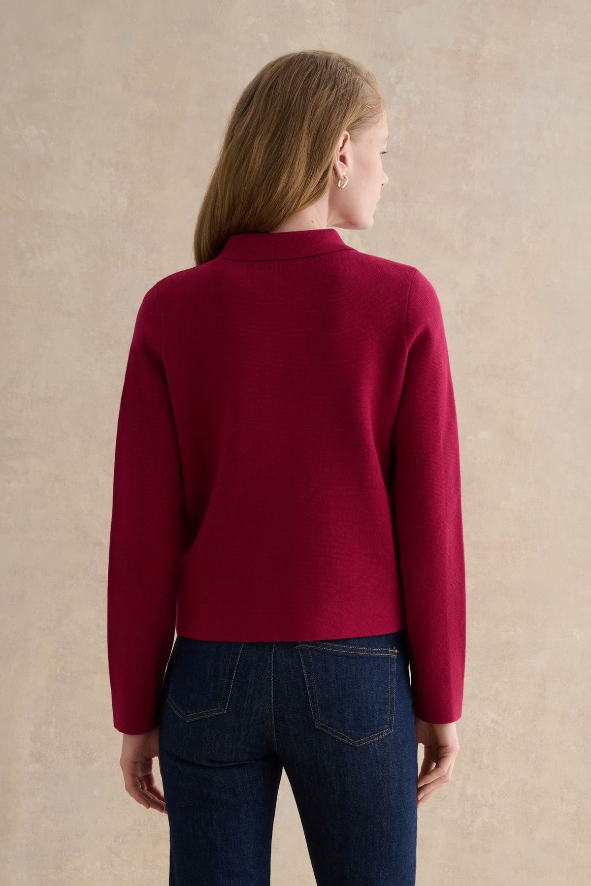 Hobbs London Hobbs London Women's Mia Merino Wool Blend Knitted Cardigan in Cerise - 4