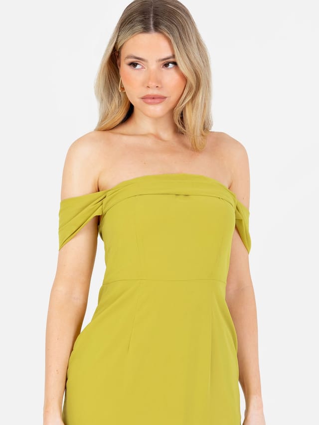 Anaya with Love Anaya with Love Women's Ruffle Bardot Maxi Dress in Green - 2
