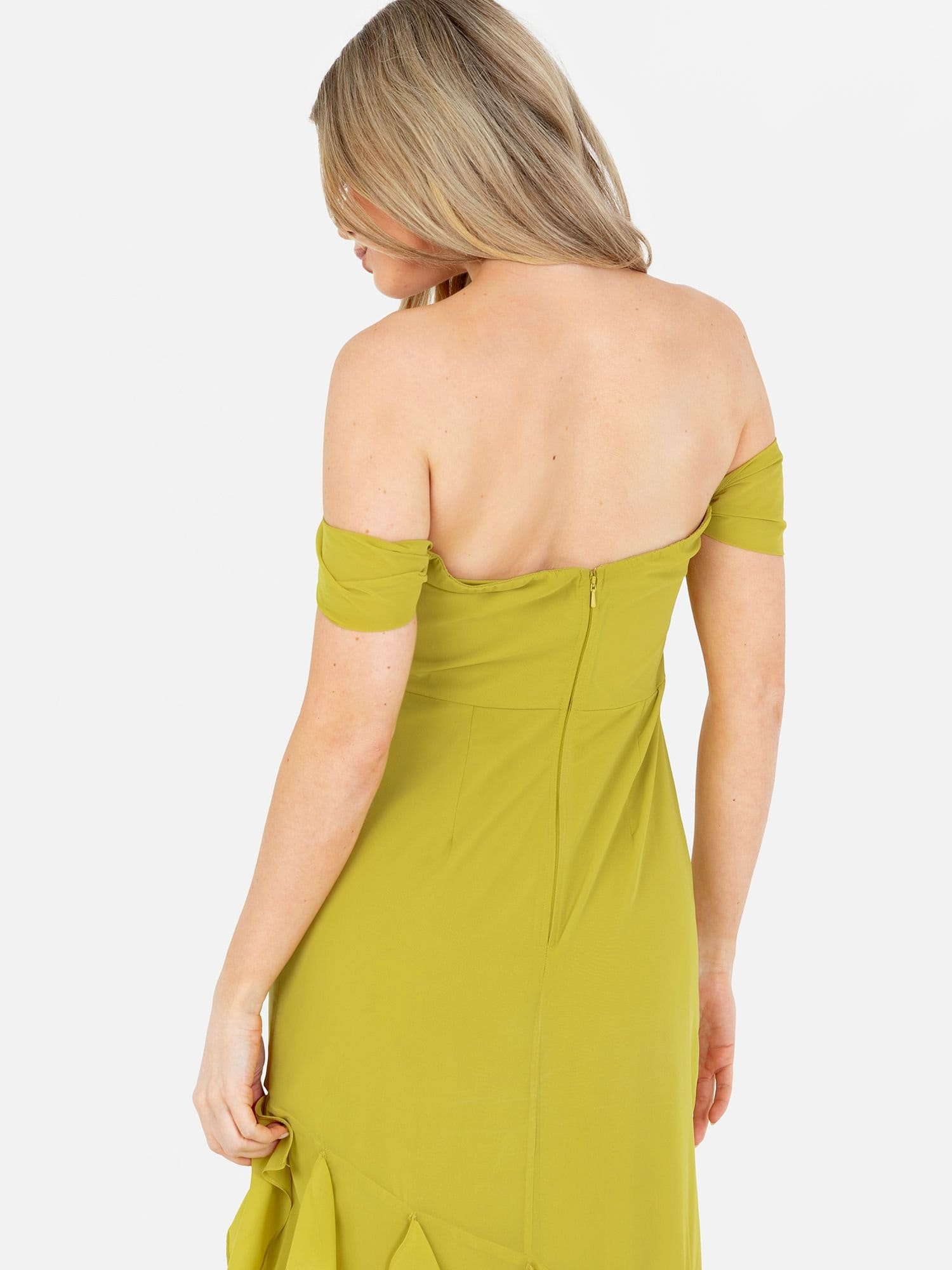 Anaya with Love Anaya with Love Women's Ruffle Bardot Maxi Dress in Green - 4