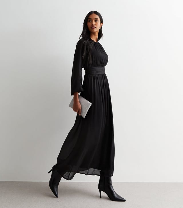 Gini London Women's Black Ruched Waist Maxi Dress Gini London New Look - 3