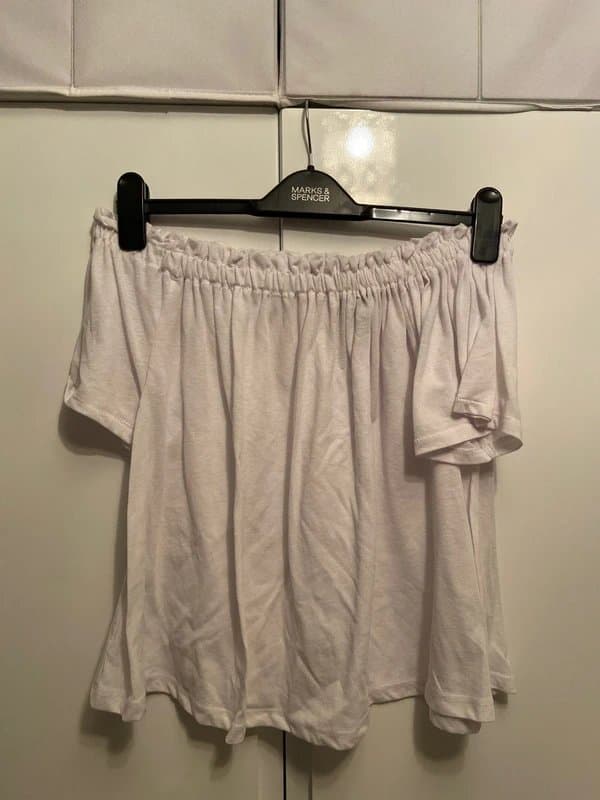 New Look White linen mix short sleeve off the shoulder flowy top