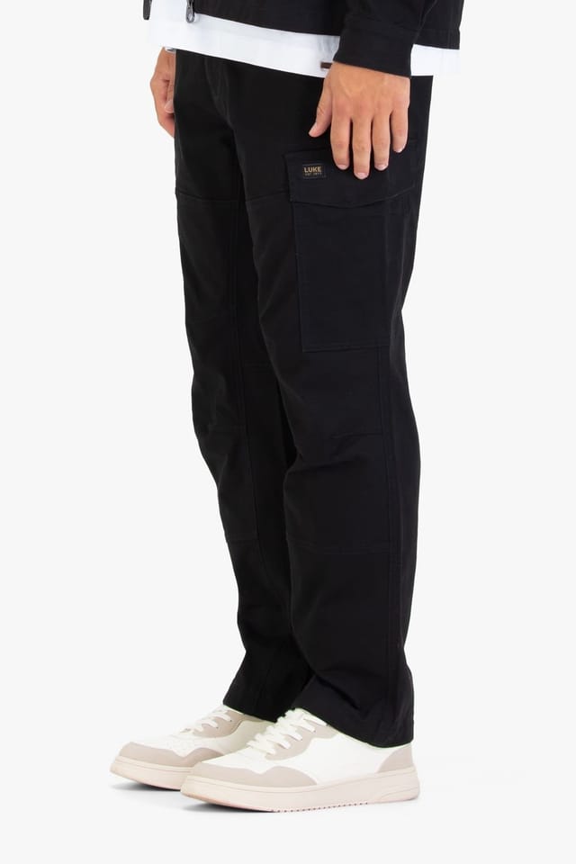 Luke 1977 Luke 1977 Men's Relaxed Panama Cargo Trouser in Black - 3