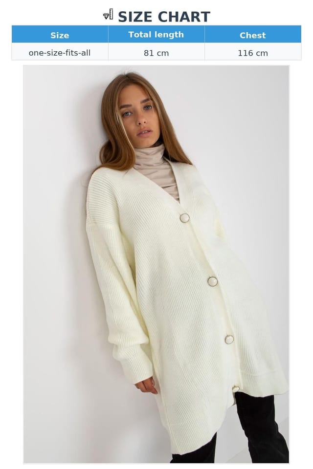Love Lace Love Lace Women's Extended Cut Button Cardigan with Long Sleeves Style 171007 in Cream - 3