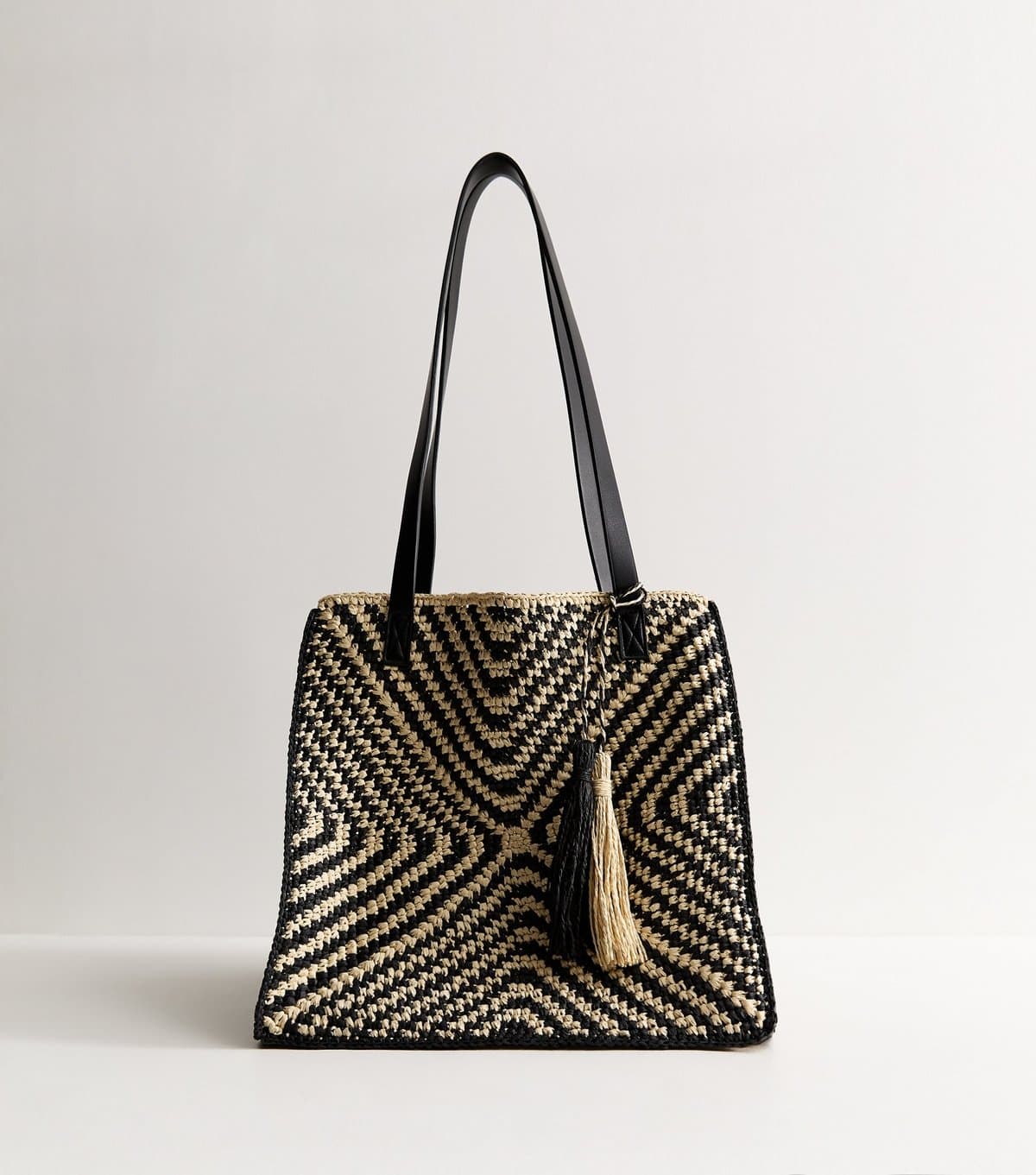 New Look New Look Black Chevron Woven Oversized Tote Bag