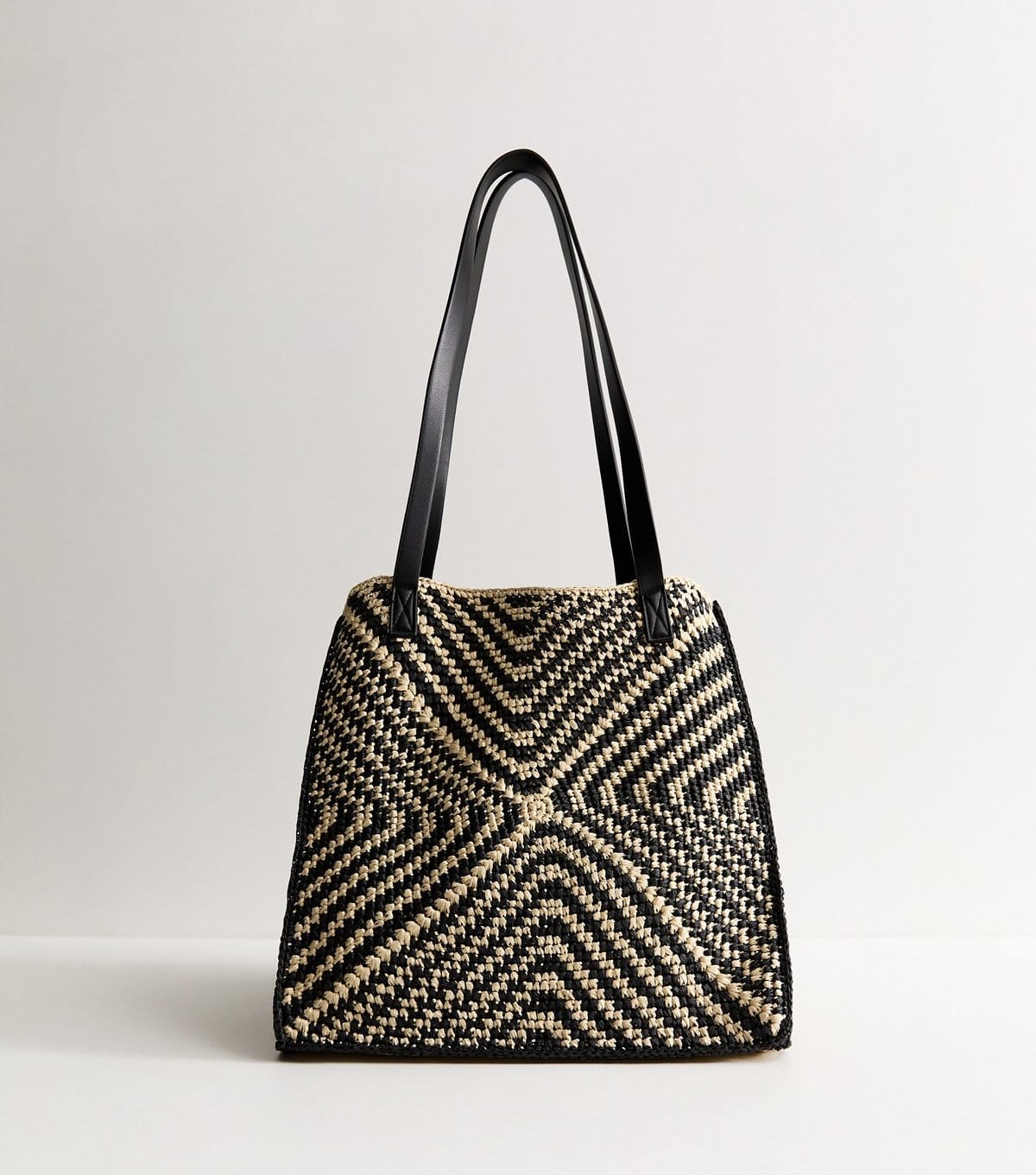 New Look Black Chevron Woven Oversized Tote Bag New Look - 4
