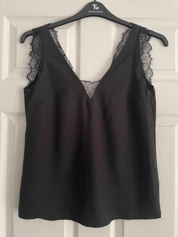 ASOS ASOS black lace frill cami top size 8