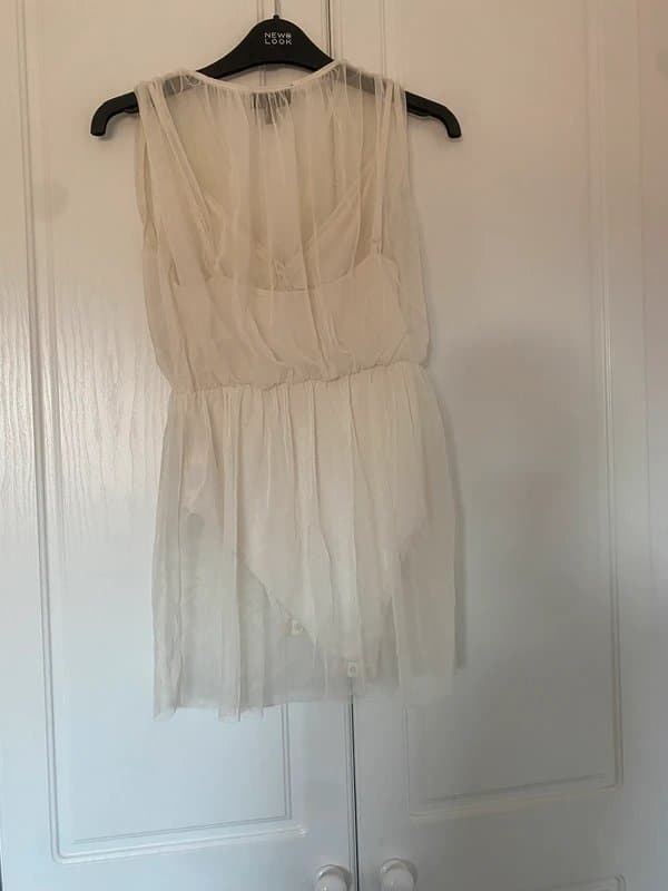 Topshop Topshop Tulle Cream Bodysuit