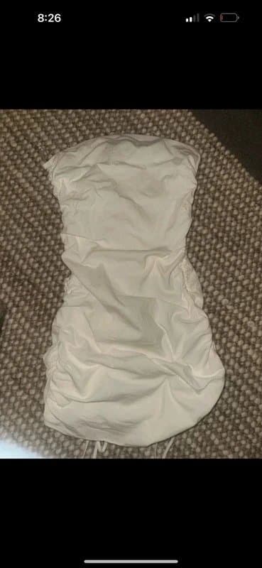 Bershka Bershka strapless ruched white mini dress
