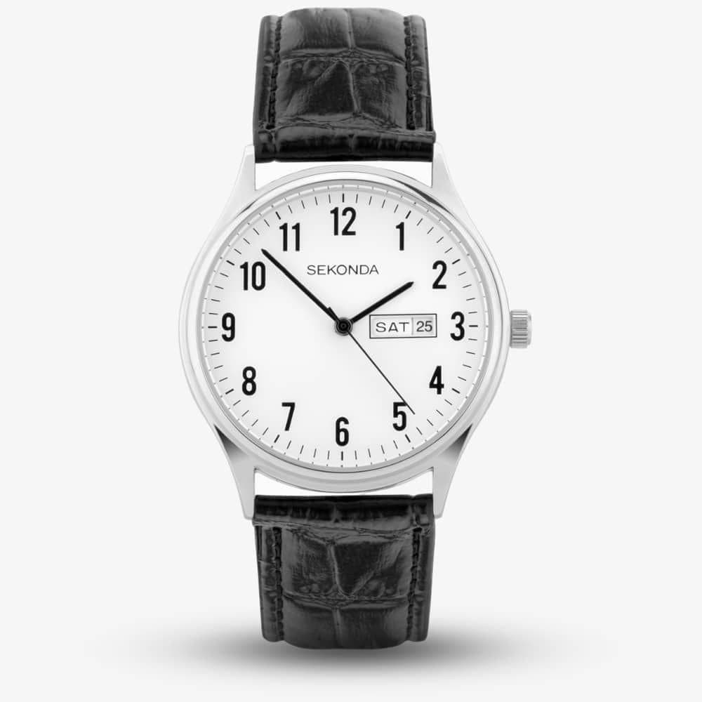 Sekonda Sekonda Women's Easy Reader Black Leather Strap Watch 30121 in White