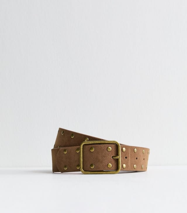New Look Tan Faux Suede Studded Belt New Look - 2