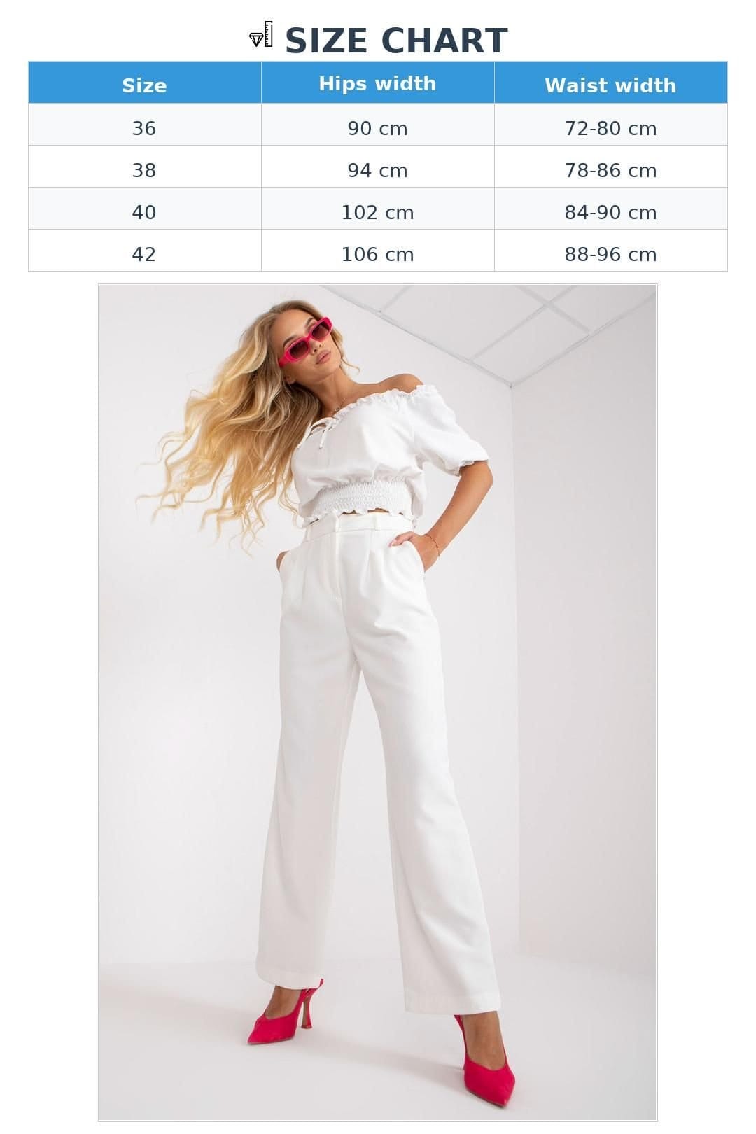 Love Lace Love Lace Women's Wide Leg Fabric Pants With Side Pockets in White - 4