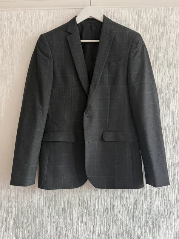 ASOS Dark Grey Large Check Men’s Single Breasted Jacket 38 ASOS