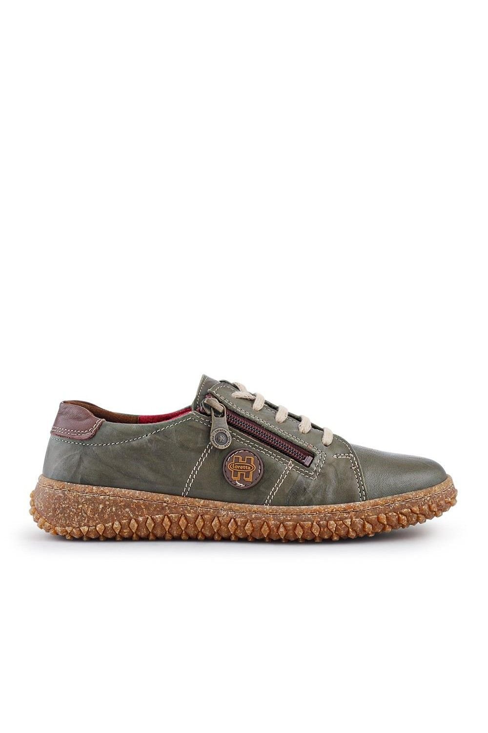 Pavers Pavers Women's Loretta Leather Trainers in Khaki - 2