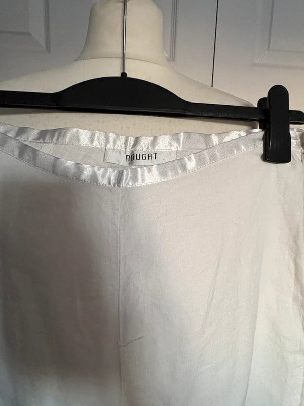 Nougat White Linen Wide-Leg Summer Pants UK 8/10