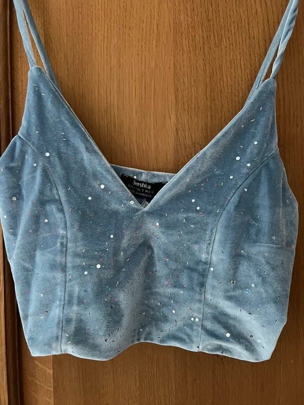 Bershka Sparkly Velvet Crop Top