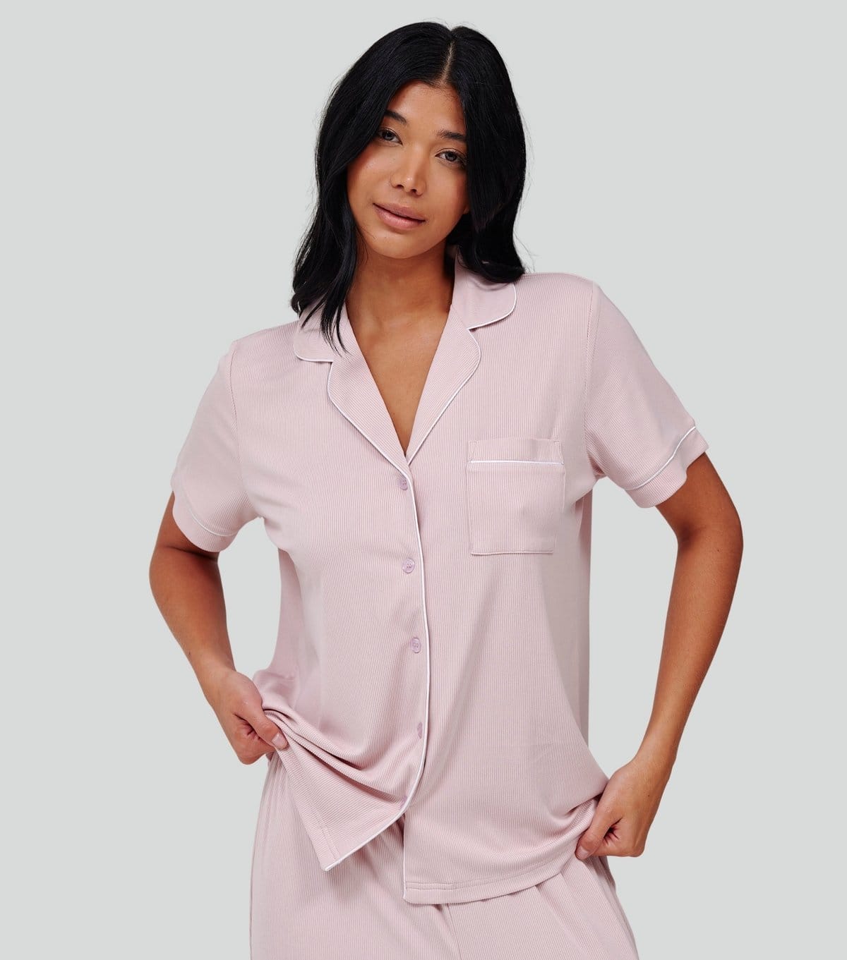 Women's Pink Short Sleeve Top and Trousers Pyjama Set Loungeable New Look