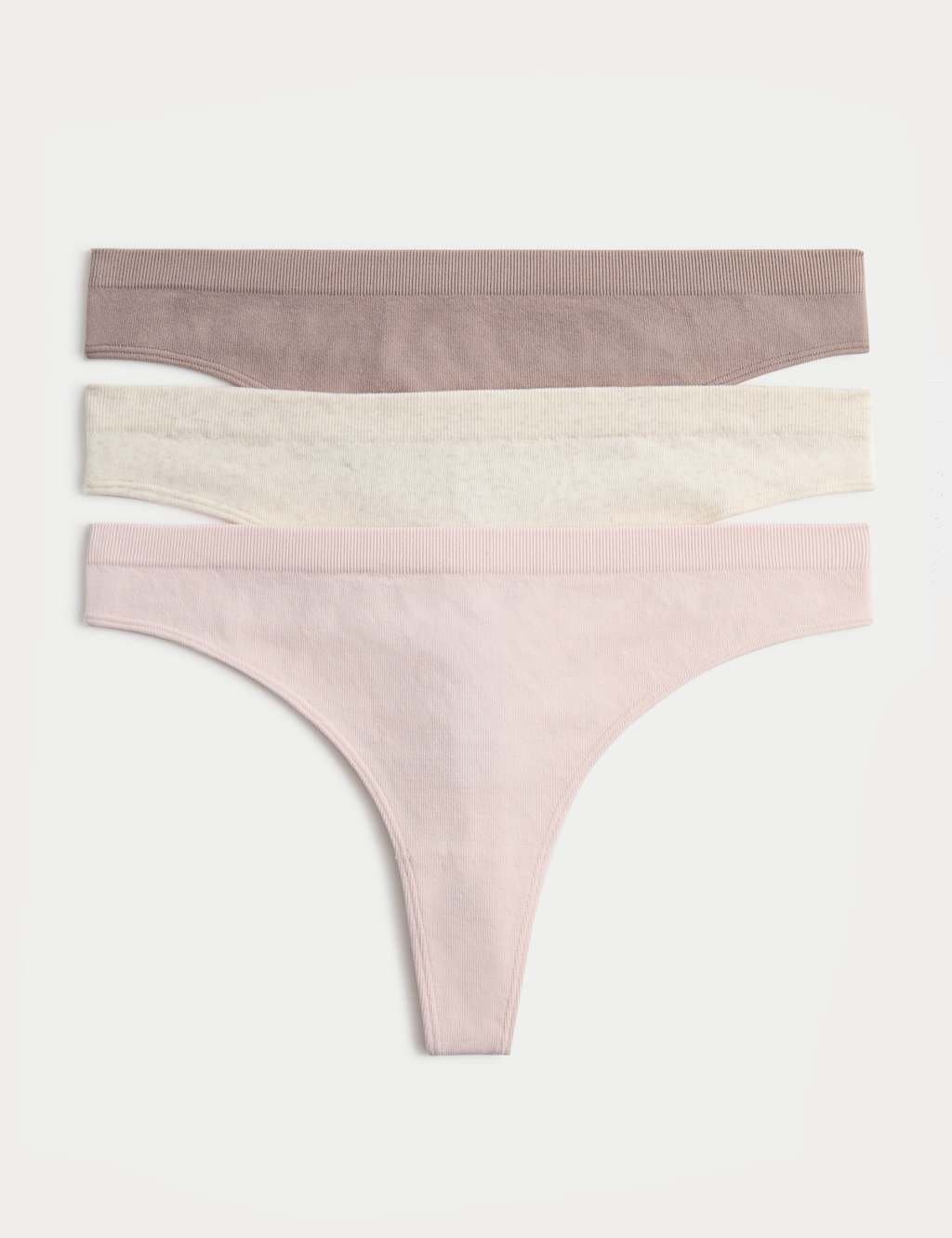 Marks & Spencer M&S 3 Pack Seamfree Thongs Oatmeal Mix