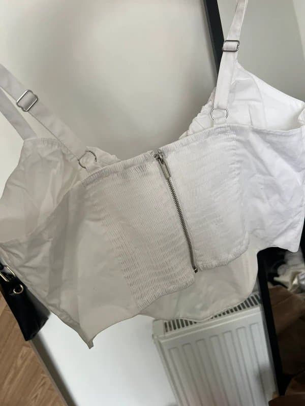 Bershka Bershka white Bardot corset style cami top