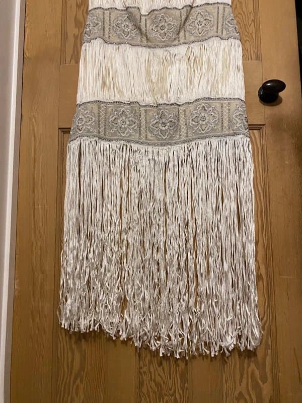 ASOS New Magnolia at Asos beaded embroidered & fringed strapless holiday/ festival maxi dress size 10