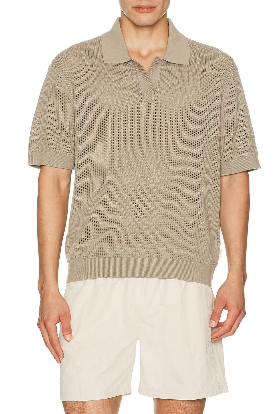 revolve Knit Mesh Johnny Collar Polo