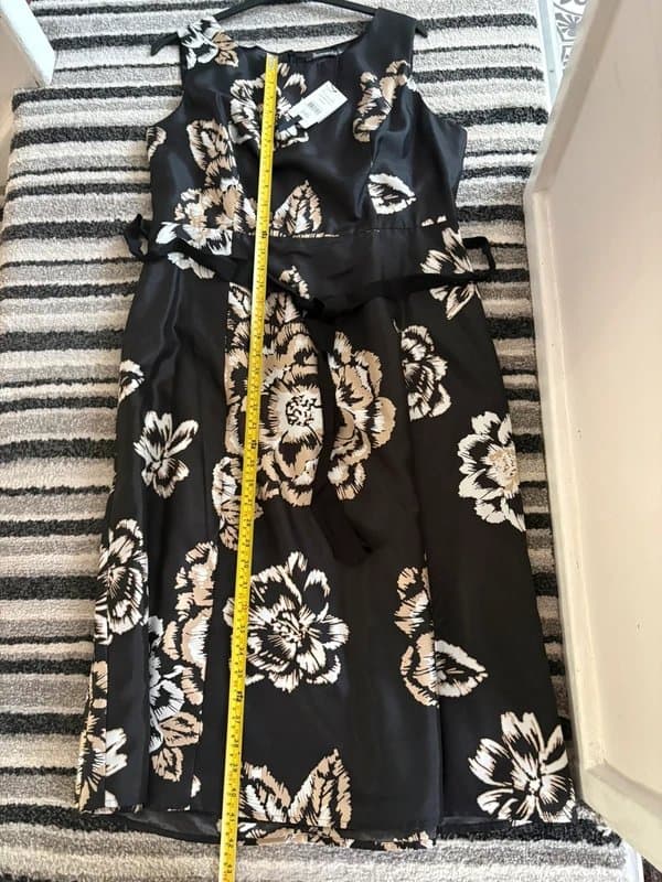 Bonmarché Bonmarché Floral Occasion Dress Size 16 BNWT Black Beige Fit & Flare £45 RRP