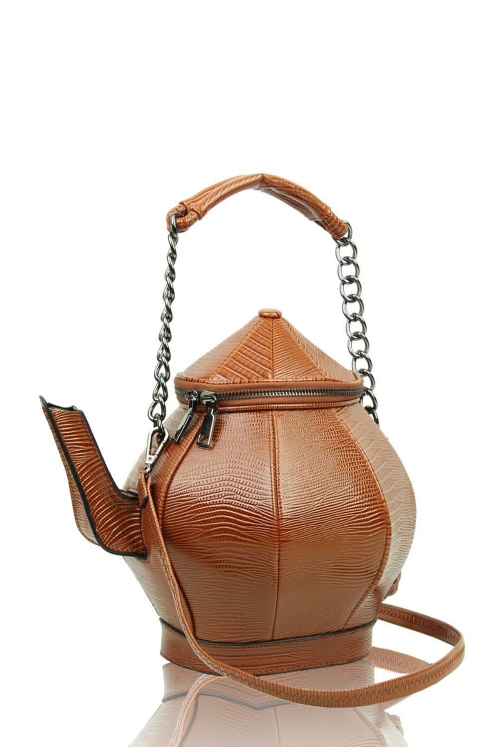 Fontanella Fashion Fontanella Fashion Women's Teapot Shaped Gothic Unique Design Handbag in Brown