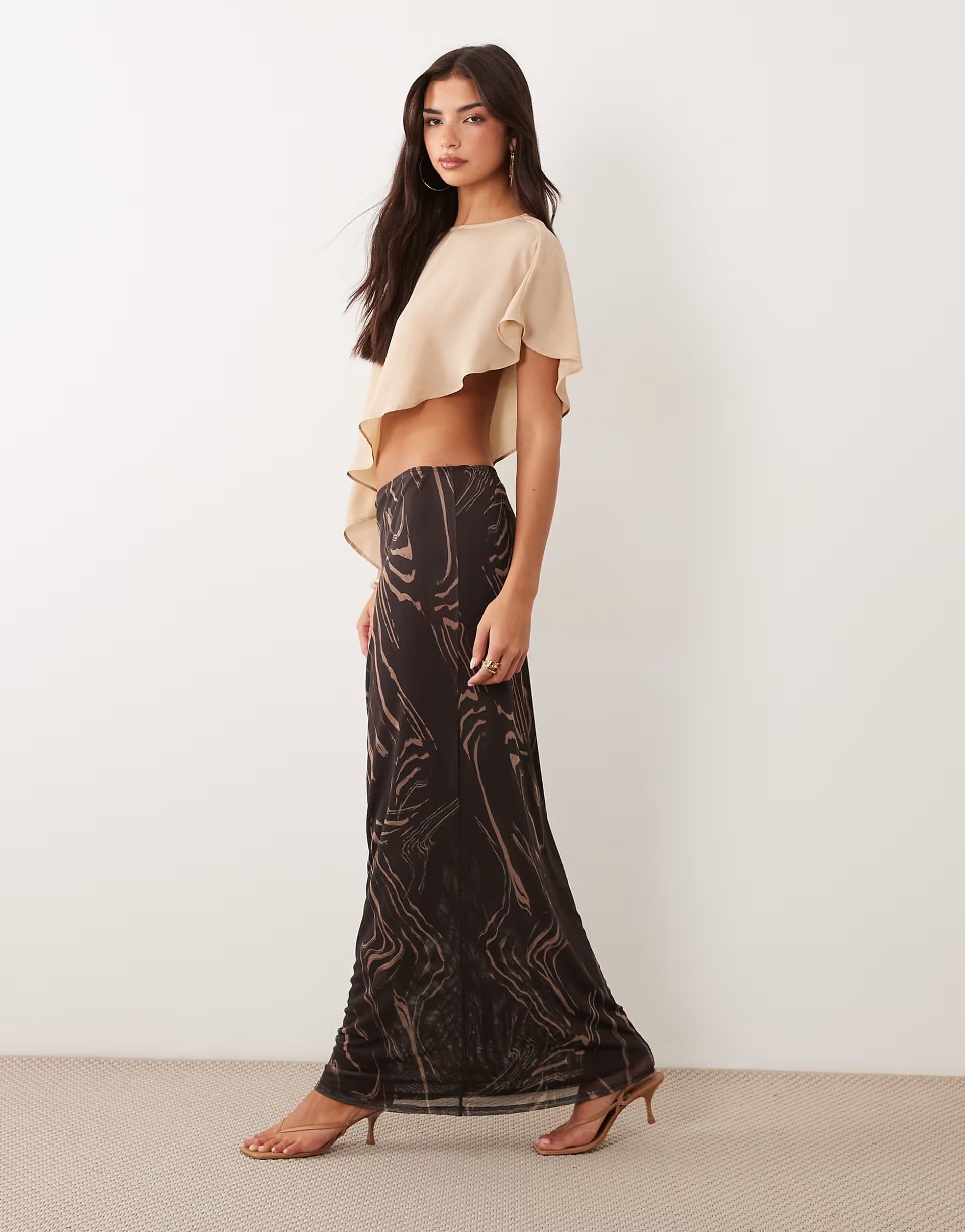 ASOS ASOS DESIGN printed mesh maxi skirt in zebra
