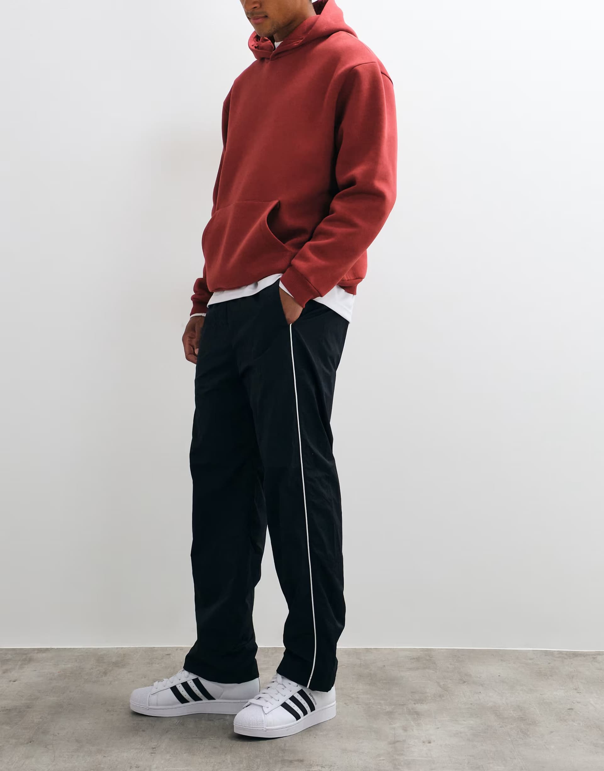 ASOS Hollister baggy track trousers in black