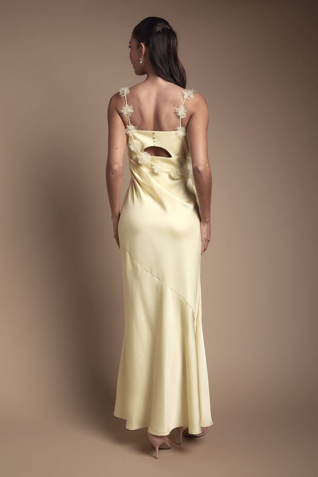 Coast Coast Women's Strappy Cowl Maxi with Floral Detail Bridesmaid Dress in Lemon - 3