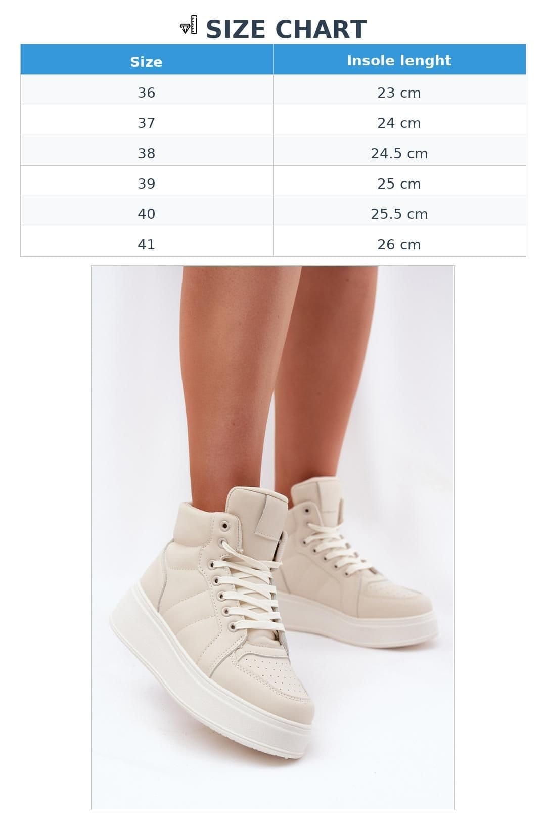 Love Lace Love Lace Women's Platform High Top Lace Up Sneakers with Smooth Upper in Beige - 4