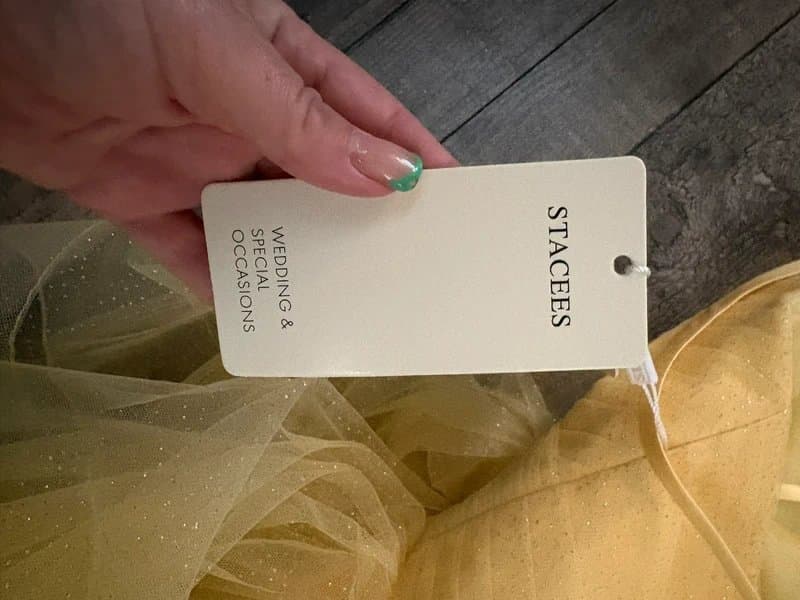 Stacees Staces daffodil yellow prom dress