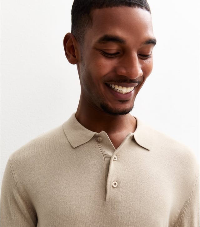 New Look Men's Tan Regular Long Sleeve Polo Top New Look - 2