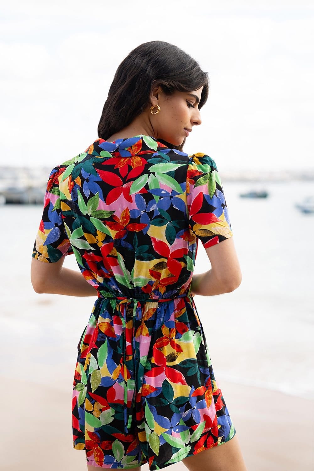 Yumi Yumi Women's Multicolour Tropical Leaf Print Playsuit - 4
