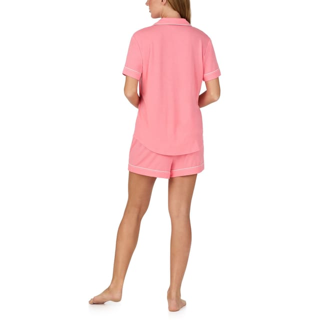 kate spade new york Kate Spade New York Women's KS new york short sleeve notch short pj set in salmon pink in Baby Pink - 2