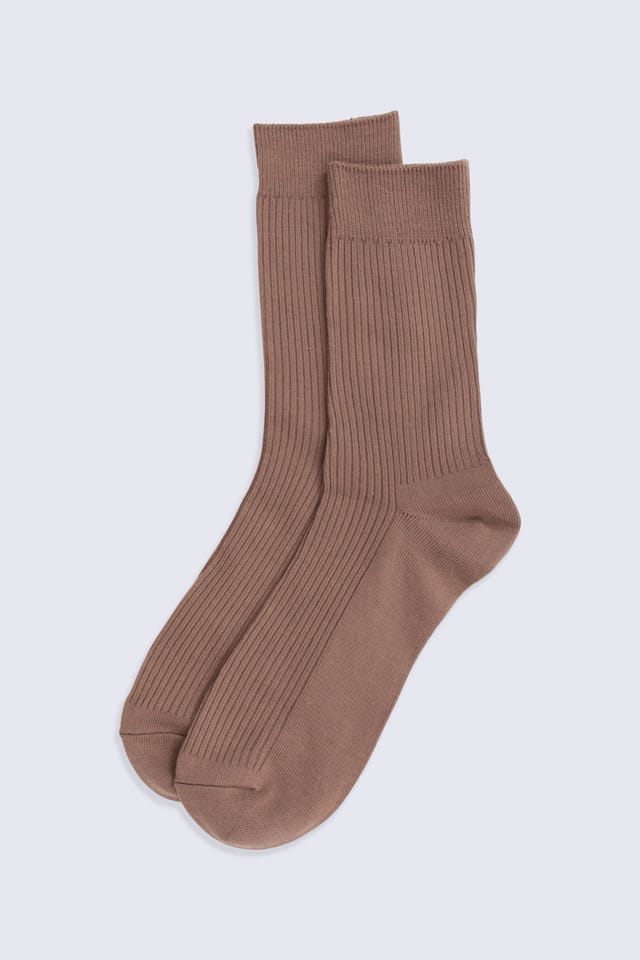 Animal Animal Men's 3 Pack 'Flynn' Ribbed Comfortable Warm Cosy Quarter Length Calf Socks in Medium Beige - 2