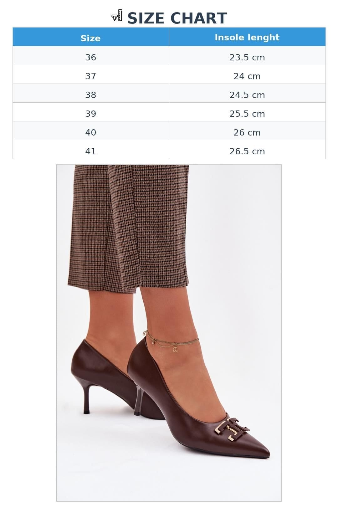 Love Lace Love Lace Women's High Heel Pumps with Pointed Toe & Decorative Charm Front in Brown - 4