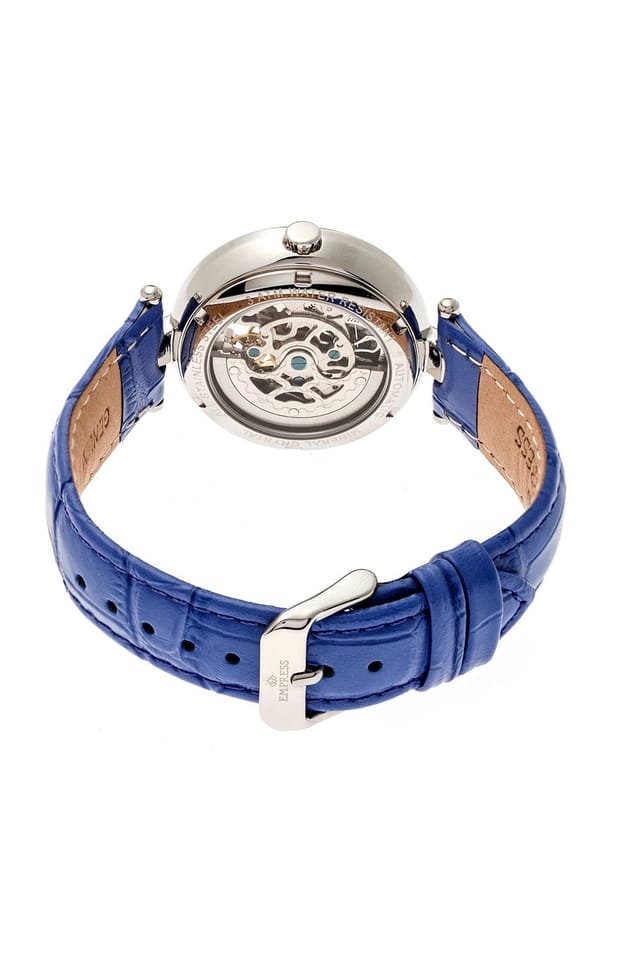Empress Empress Women's Stella Automatic Semi-Skeleton MOP Leather-Band Watch in Purple - 2