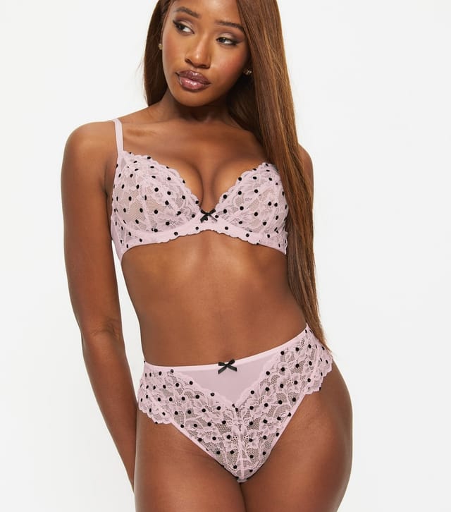 Ann Summers Women's Light Pink Spotty Lace Brazilian Briefs Ann Summers New Look - 3