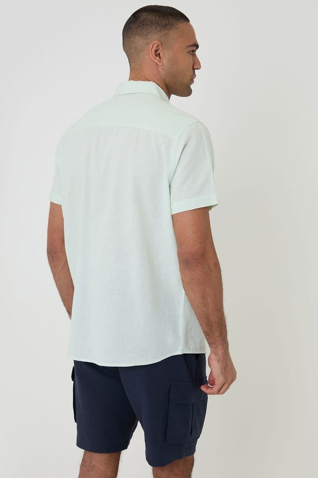 Threadbare Threadbare Men's 'Dragon' Cotton-Linen Blend Short-Sleeve Shirt in Mint - 2