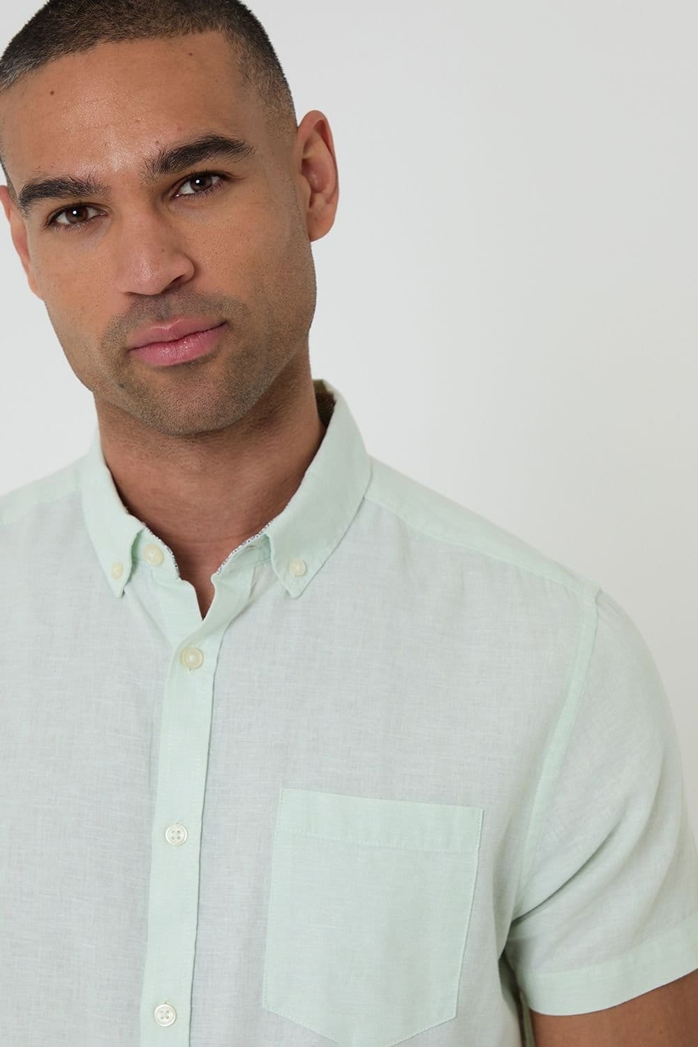 Threadbare Threadbare Men's 'Dragon' Cotton-Linen Blend Short-Sleeve Shirt in Mint - 4