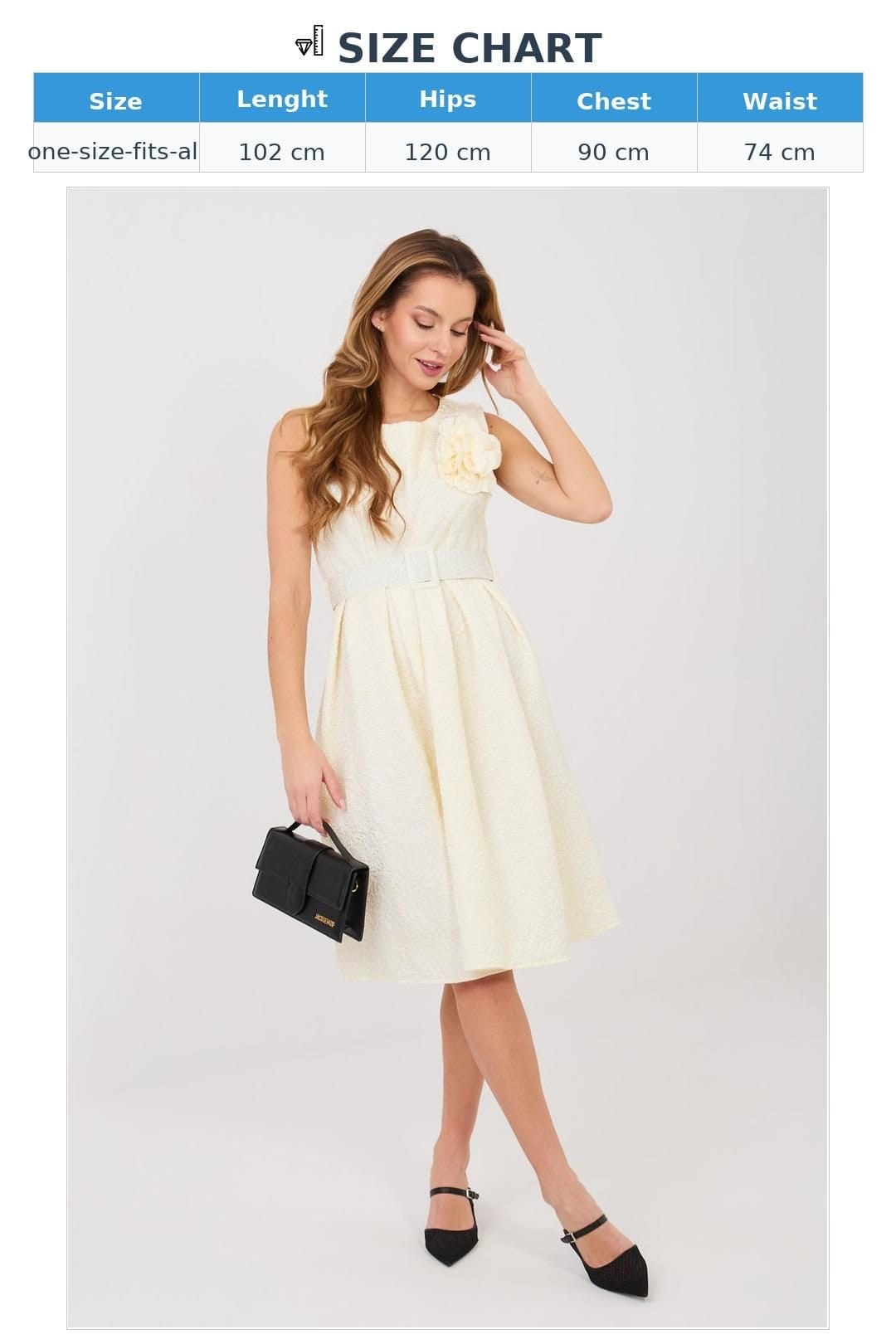 Love Lace Love Lace Women's Elegant Polyester Viscose Cocktail Dress with Belt in Cream - 4