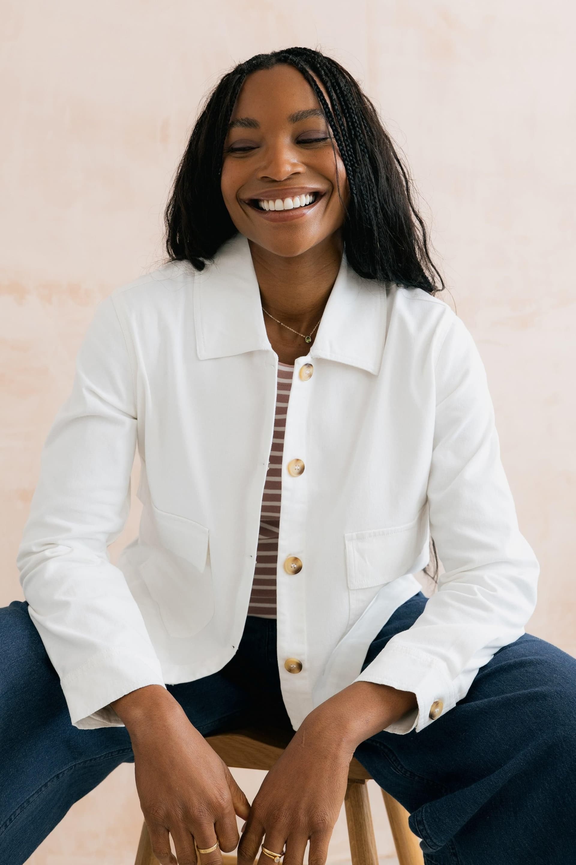 Lily & Me Lily & Me Women's Effie Stretch Cotton Twill Jacket in White