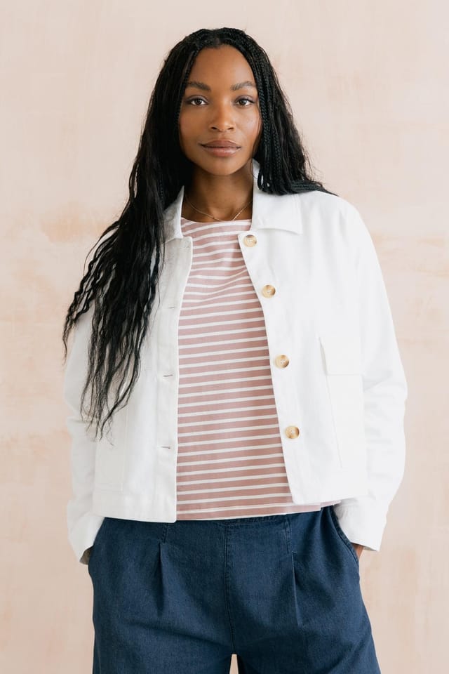 Lily & Me Lily & Me Women's Effie Stretch Cotton Twill Jacket in White - 2