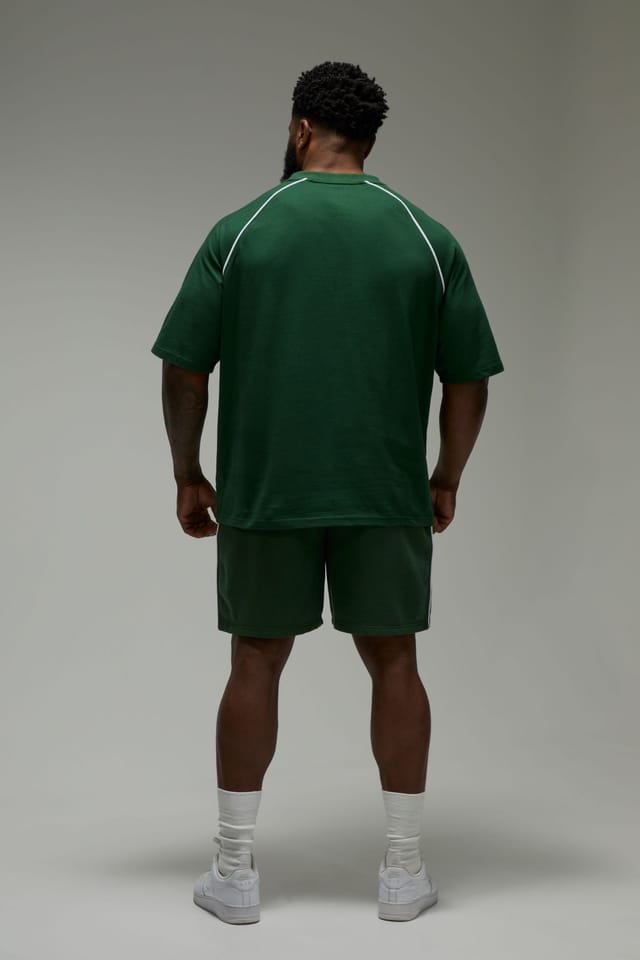 Training Dept. Training Dept. Men's Training Dept Oversized Piping T-Shirt in Dark Green - 2