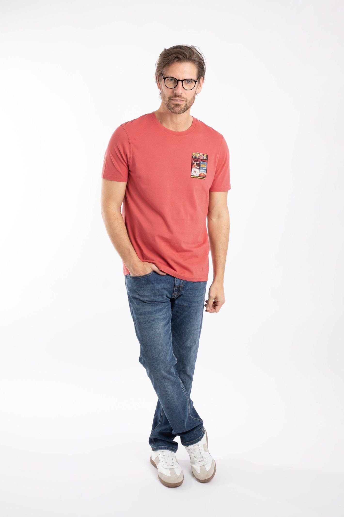 Weird Fish Weird Fish Men's Chili Kippers Artist T-Shirt in Light Red - 4