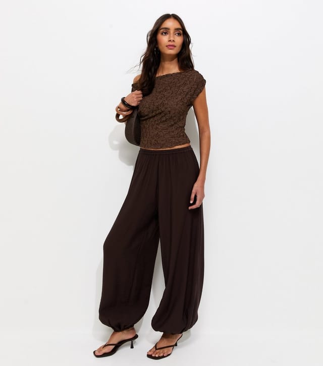 New Look Women's Brown Jersey Lace Off The Shoulder Top New Look - 3