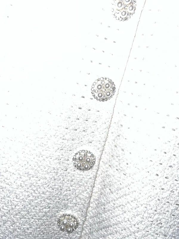 Self-Portrait Self-Portrait Cream Tinsel Boucle Buttoned Midi Dress Size UK 12 US 8