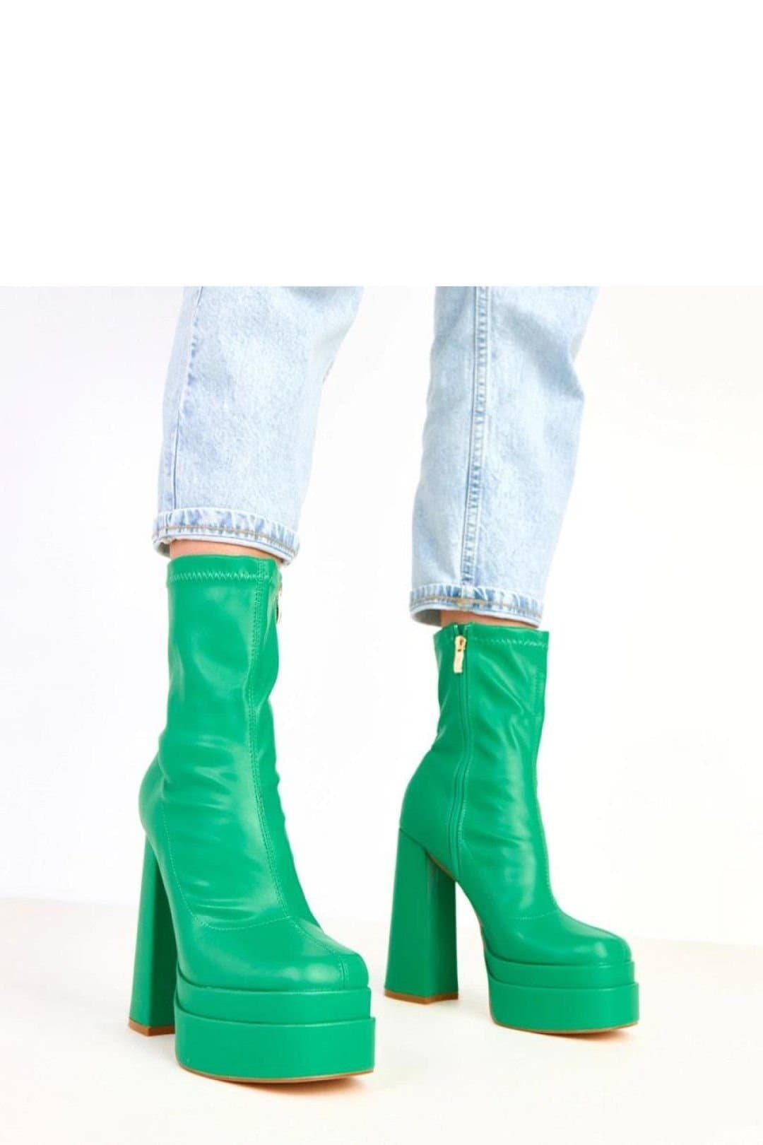 Love Lace Love Lace Women's Ankle Boots with Column High Heel Platform in Green