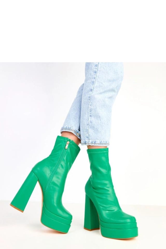 Love Lace Love Lace Women's Ankle Boots with Column High Heel Platform in Green - 2