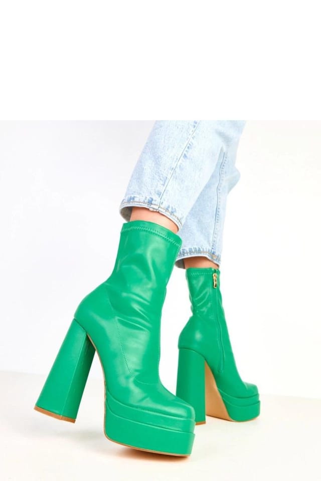 Love Lace Love Lace Women's Ankle Boots with Column High Heel Platform in Green - 3